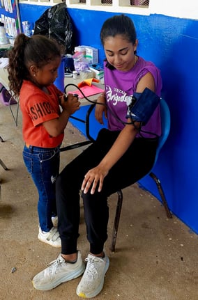 Mobile medical clinic in action.